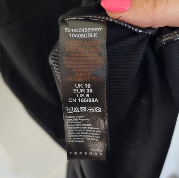 Topshop Shoulder pads Womens Black Mini Bodycon Dress Size 6 - Picture 7 of 7